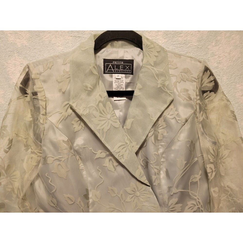 Woman's SP Sheer Sea Green Floral 3/4 Sleeve Jacket Blazer Boho Festival Fairy